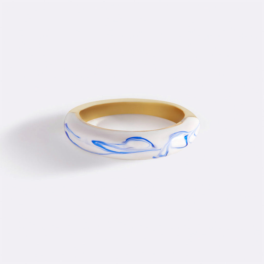 Blue Porcelain Dome Ring