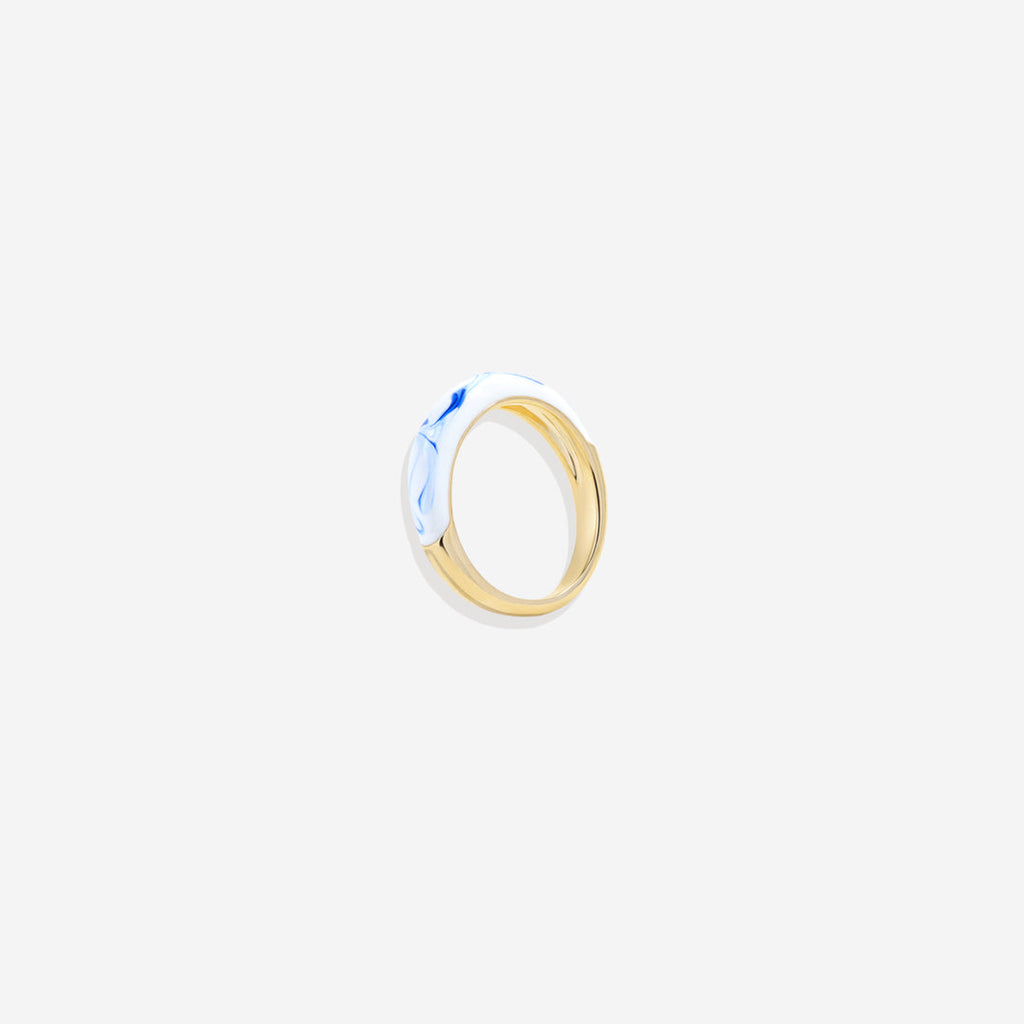 Blue Porcelain Dome Ring