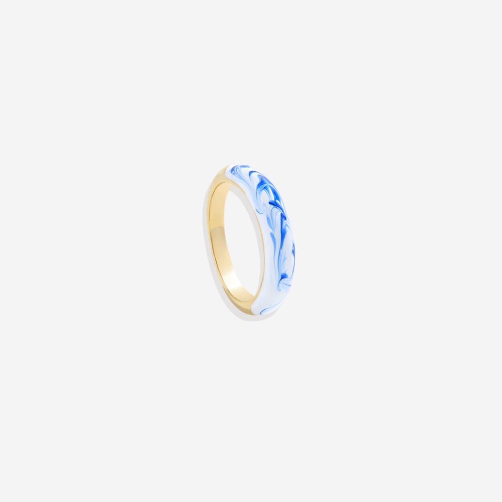 Blue Porcelain Dome Ring
