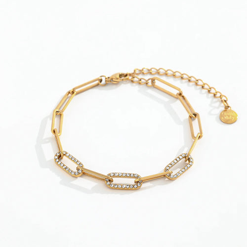 Dainty Pave Paperclip Chain Bracelet